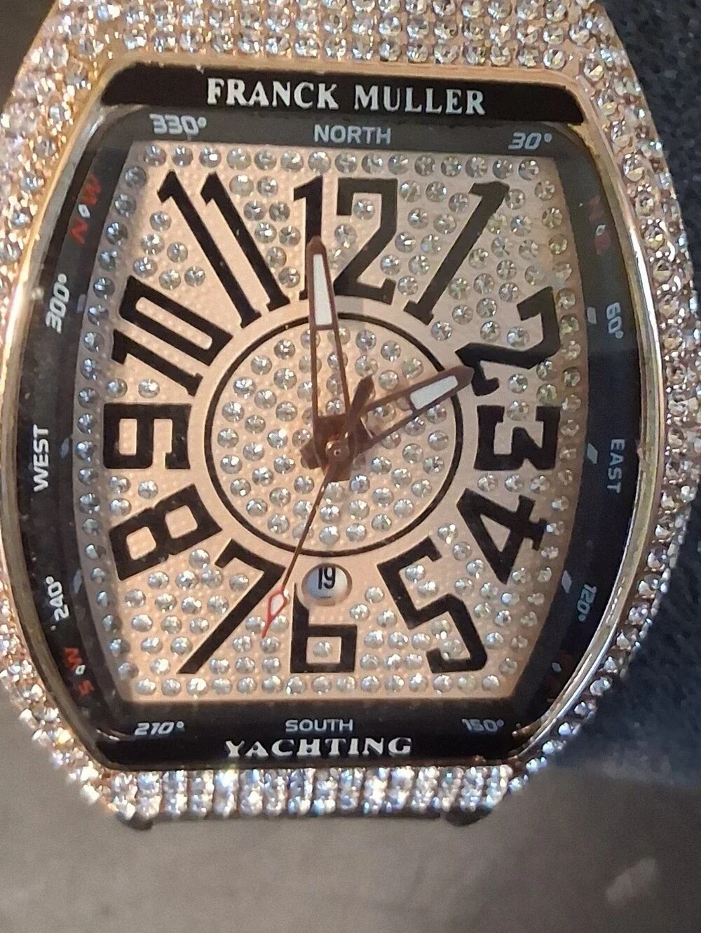 Rosetone  Crystal Yachting Quartz Watch New No Box Very Large Bling Watch